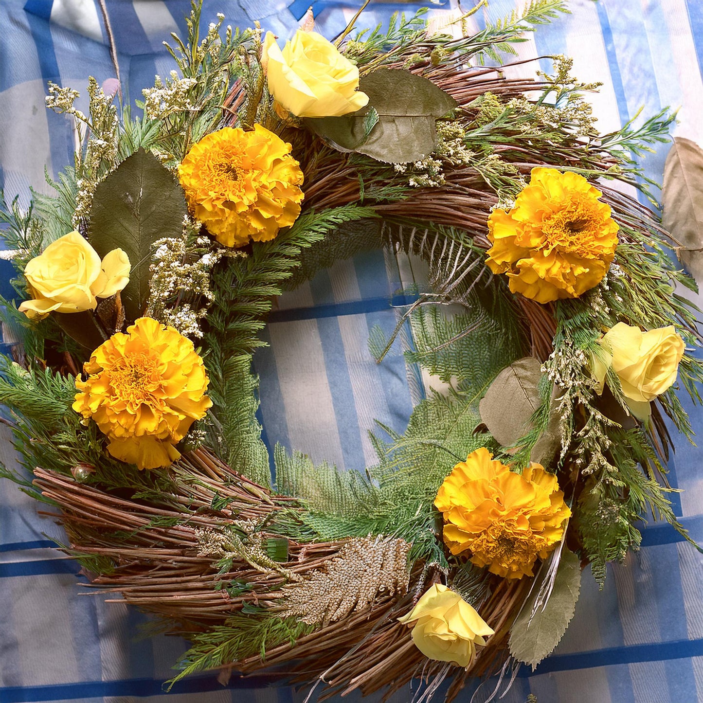 Marigold Garden Door Wreath