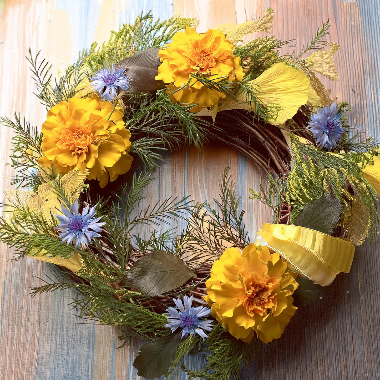 Marigold Phlox Fall Door Wreath