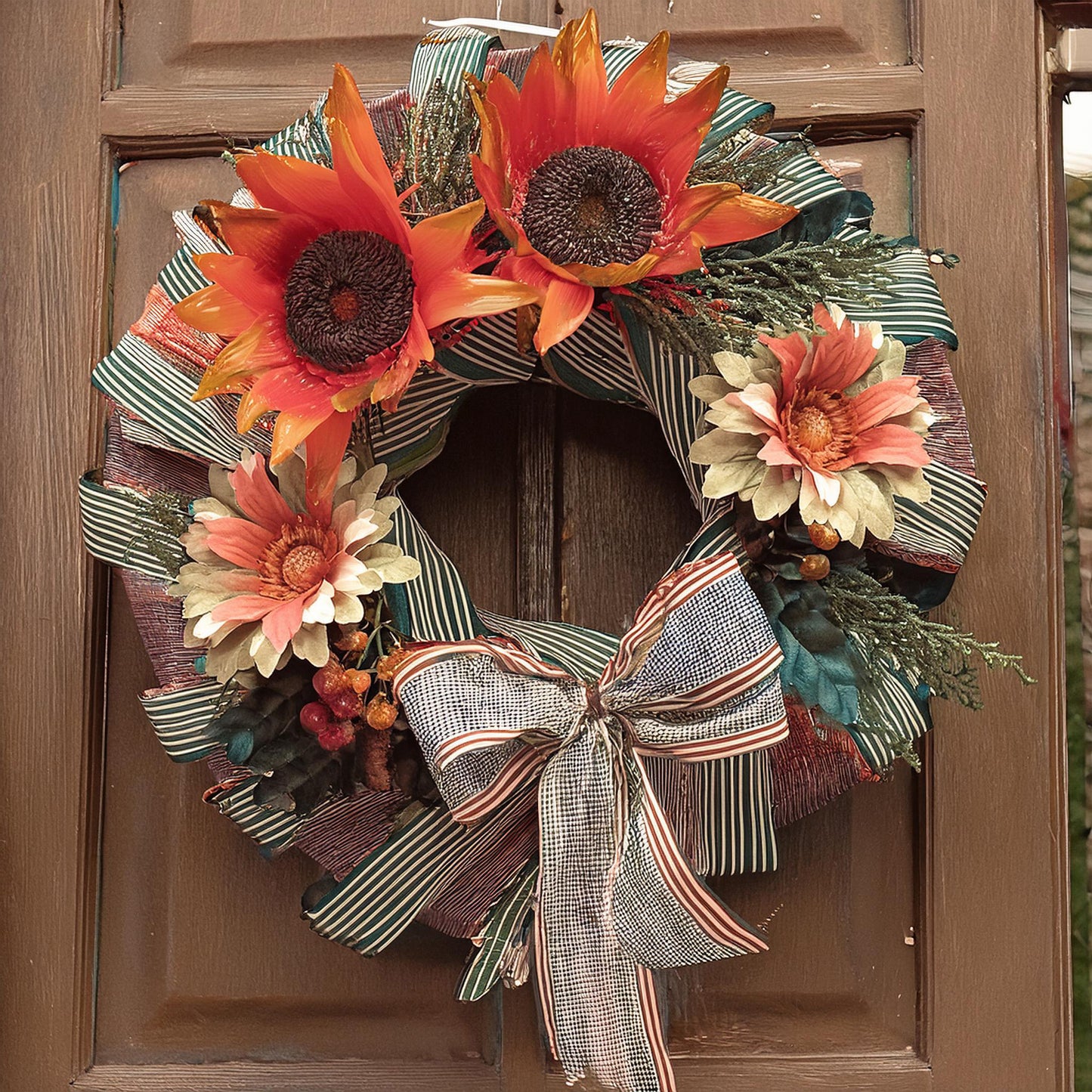 Sunflower Bow Door Wreath